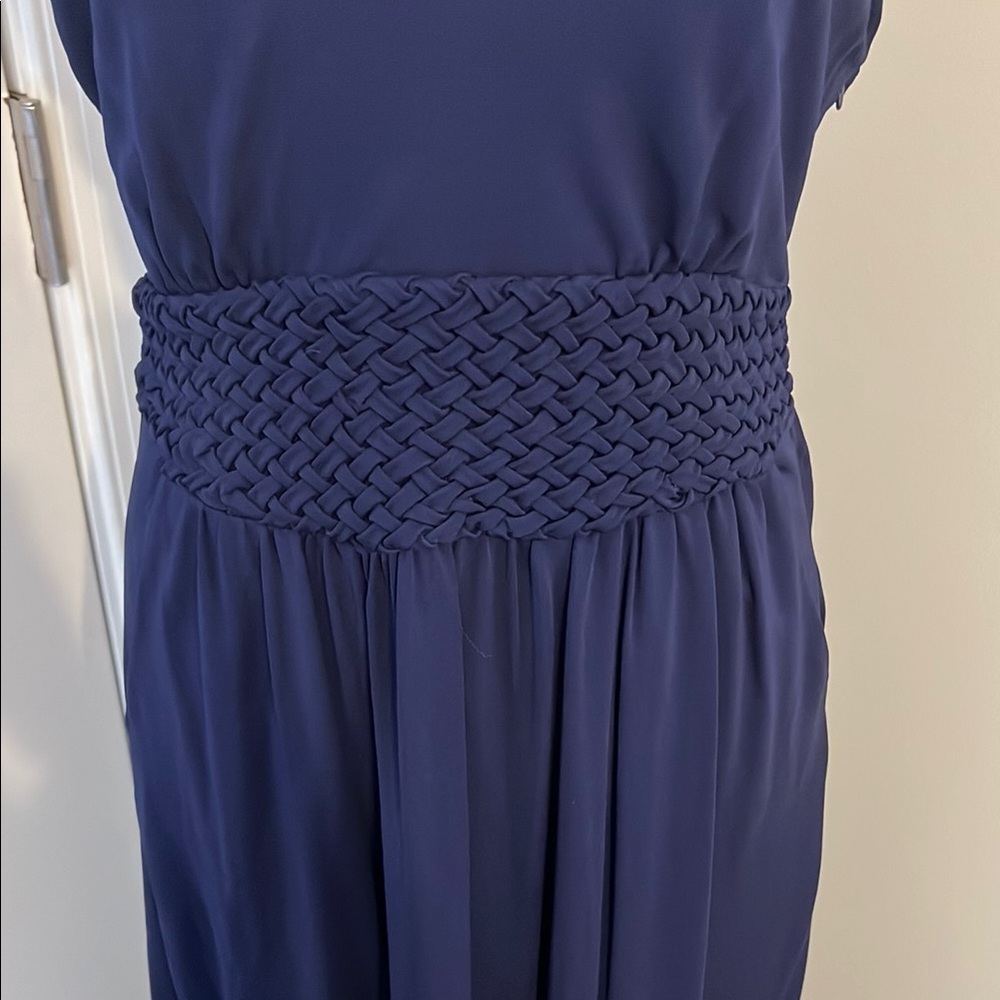 Maeve Anthropologie Navy Blue Braided Waist Maxi Dress V-Neck Sleeveless Size 8 - Picture 6 of 8